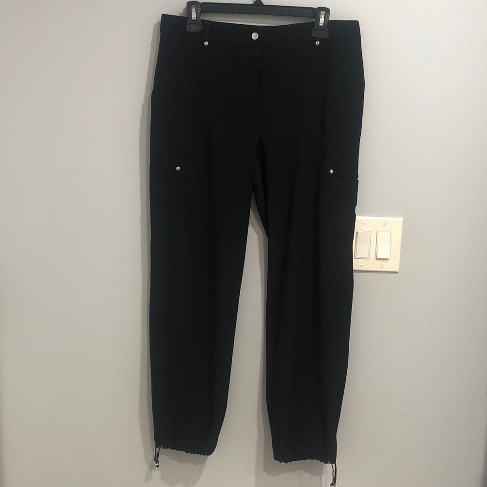 Zenergy By Chico's Black Side Pockets Drawstring Ankle Pant Size 1